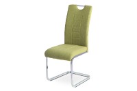 Jídelní židle, zelená látka, kovová pohupová chromovaná podnož DCL-404 GRN2